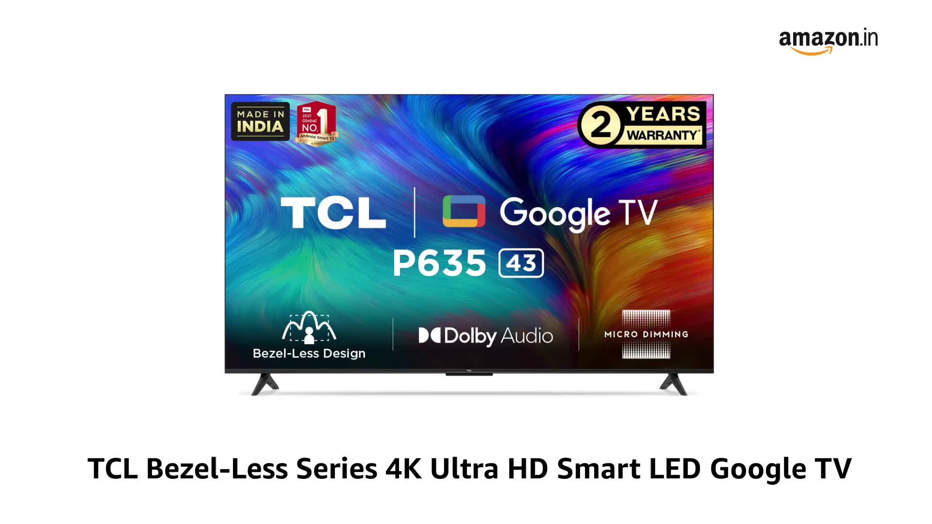 TCL 108 cm (43 inches) Bezel-Less Series 4K Ultra HD Smart LED
